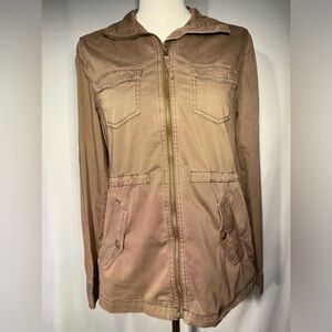 Sonoma Good Life Women Size Small Brown Utility Jacket Y2K Bikercore Normcore